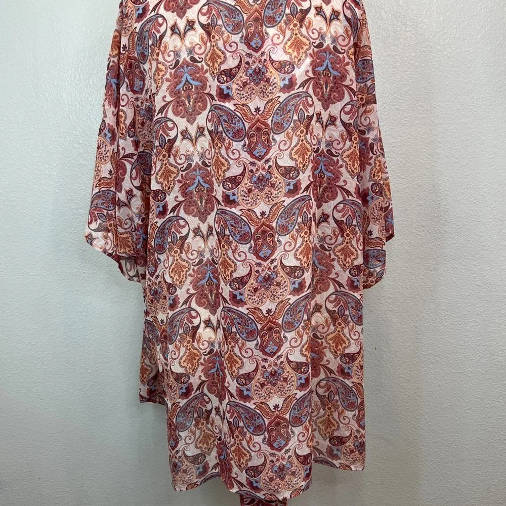 NWT LuLaRoe Daphne Kimono Paisley‎ Floral Print Sheer Multicolor Size L